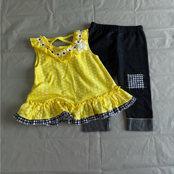 Little Lass Girls Sunflower 2 Piece Set Outfit Yellow Size 6 - Picture 2 of 10